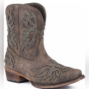 ROPER WOMEN'S AMELIA EAGLE OVERLAY WESTERN BOOTS - SNIP TOE